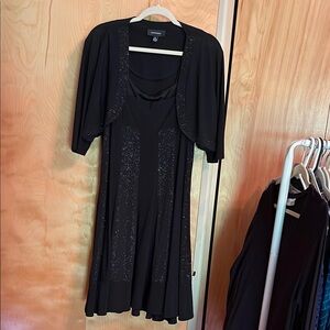 R&M Richards Black Sequin Cowl Neck Dress